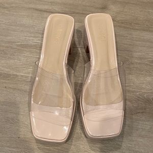 Clear chunky heel sandals